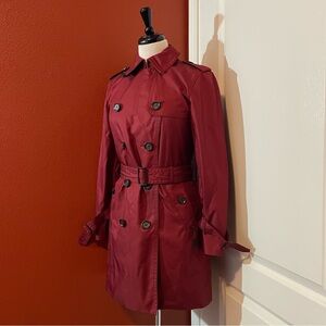 Coach Women’s NWT Classic Burgundy Red Belted Military Fit Trench Coat Jacket